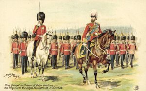 Kong George V som prins av Wales som leder sitt regiment, Royal Fusiliers, ved Aldershot av Henry A. Payne