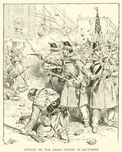 Angrep på unionstroppene i Baltimore (litho) av Henry Alexander (after) Ogden