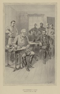 Lees overgivelse til Grant, Appomattox, Virginia, 9. april 1865 (litho) av Henry Alexander (after) Ogden