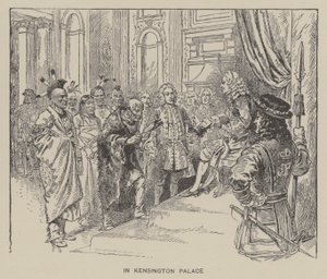 Mottakelse av Creek-indianere av kong George II på Kensington Palace av Henry Alexander (after) Ogden
