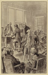 Signering av uavhengighetserklæringen, 4. juli 1776 (litho) av Henry Alexander (after) Ogden
