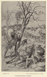 British Retreat til Boston (litho) av Henry Alexander (after) Ogden