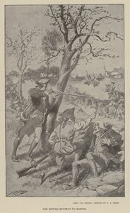 Britene trekker seg tilbake til Boston (litho) av Henry Alexander (after) Ogden