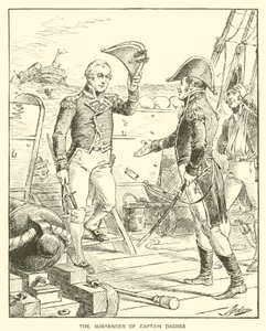 Kaptein Dacres overgivelse (litho) av Henry Alexander (after) Ogden