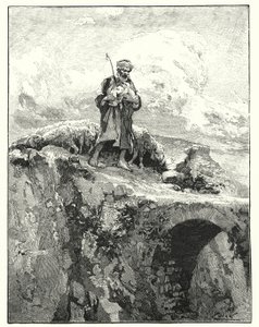 Bro uten brystning over Jordan (litho)
