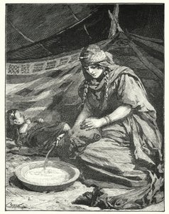 Interiør i beduintelt (litho)