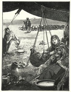 Teltliv i øst, kjerne melk (litho)