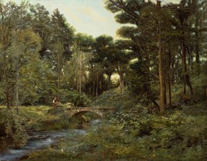 Skoglandskap (olje på lerret) av Henry Arthur Bonnefoy