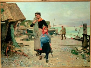 Fiskere som vender tilbake med garnene sine, 1882