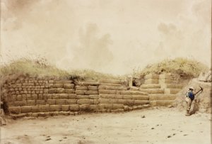 Husmannsplasser, ca. 1848 (blyant og akvarell på papir)