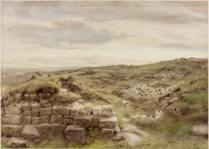 Husmannsplasser, ca. 1848 (blyant og akvarell på papir)