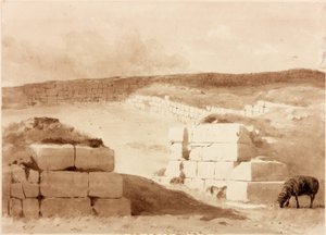 South Gateway, Cawfields (blyant og akvarell på papir (limt på kort)) av Henry Burdon Richardson