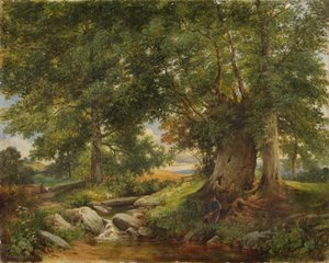En ørretstrøm nær Worcester, 1866 av Henry Chaplin