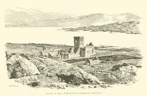 Øya Iona, med ruinene av katedralen, Skottland (gravering)