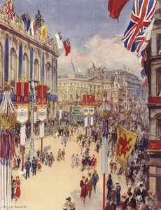 Piccadilly Circus, London (farge litho)