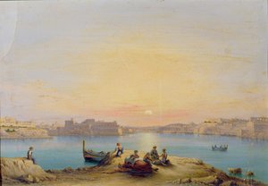 Valletta havn ved solnedgang