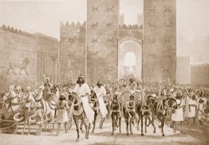 Kyros inntog i Babylon, illustrasjon fra 'Hutchinson's History of the Nations' av Henry Charles Seppings Wright