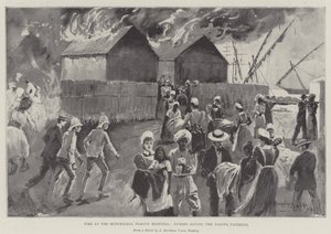 Brann på Modykhana Plague Hospital, sykepleiere redder innfødte pasienter av Henry Charles Seppings Wright