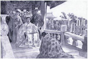 Han Yu presenterer minnesmerket sitt av Henry Charles Seppings Wright