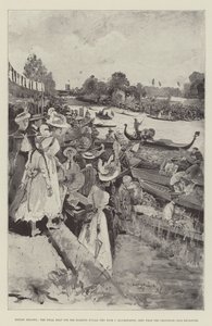 Henley Regatta, Final Heat for Diamond Sculls (Ten Eyck v Blackstaffe), sett fra Grosvenor Club Enclosure