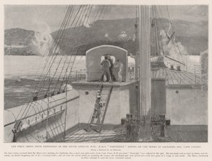 De første skuddene fra skipet i den sørafrikanske krigen, HMS Partridge skjøt mot boerne ved Saldanha Bay, Cape Colony av Henry Charles Seppings Wright
