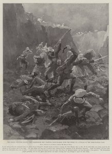 The Indian Frontier Rising, Dorsetshire-mennene som kjemper hånd-til-hånd med fienden i en Nullah på Tseri-Kandao-passet av Henry Charles Seppings Wright