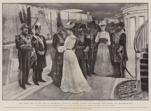 Shahs besøk til kongen i Portsmouth, 20. august, prinsesse Victoria fotograferer kong Edward og Muzaffir-ed-Din