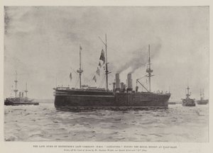 Den avdøde hertugen av Edinburghs siste kommando, HMS Alexandra flyr Royal Ensign på halv stang av Henry Charles Seppings Wright