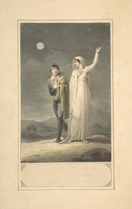 Nattlig landskap med to figurer design for en gravert bokillustrasjon, 1807-44. av Henry Corbould