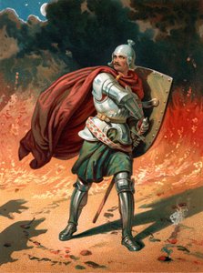 "Christian, tittelens pilegrim, i kamp med Apollyon, ødeleggeren, engelen i den bunnløse gropen" av Henry Courtney Selous