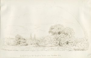 Lichfield - North View (fjern): pennetegning, nd [1788-1855] (tegning)