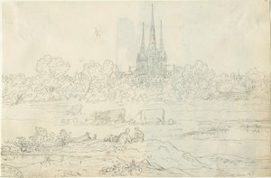 Lichfield Cathedral - East View: penn- og blekktegning, 20. juni [c 1820] (tegning)