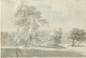 Shenstone - Little Aston Hall: penn og vask tegning, nd [1788-1855] (tegning)