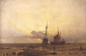 Kystscene, kveld av Henry Dawson