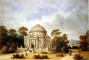 Et design for Hamilton Mausoleum (akvarell) av Henry Edmund Goodridge