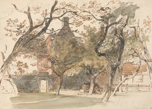 En del av et hus og hage av Henry Edridge