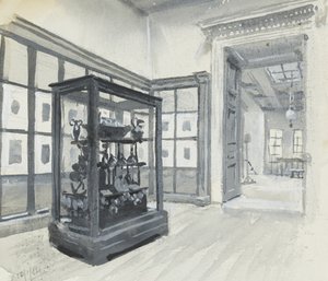Innvendig visning av British Museum som viser galleriet med graveringer av Henry Edward Tidmarsh