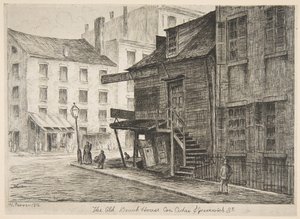 The Old Beach House, Corner of Cedar and Greenwich Streets fra Scenes of Old New York, 1874.