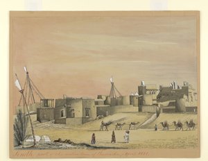 En del av den opprinnelige byen Kurachee (Karachi), april 1851 (akvarell på papir)