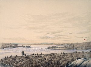 Sault de Ste. Marie mellom Lakes Huron og Superior, 1842 (wc på papir)