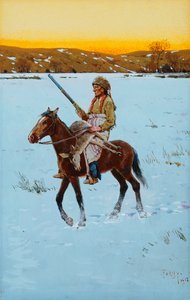 Indianer som vender tilbake fra jakten, 1912 av Henry Francois Farny