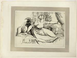 A Woman Sitting by the Window ("Evening Thou Bringest All"), fra den første utgaven av Specimens of Polyautography av Johann Heinrich Füssli