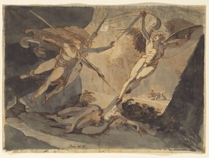 Satan starter fra berøringen av Ithuriels spyd, 1776. av Johann Heinrich Füssli