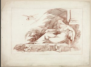 Sovende kvinne med en amor av Johann Heinrich Füssli