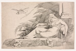 Sovende kvinne med en amor av Johann Heinrich Füssli