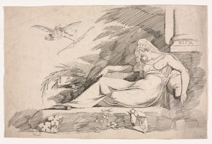 Sovende kvinne med en amor, 1780-1790. av Johann Heinrich Füssli
