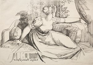 Prøver av polyautografi: Kvinne på en sofa. av Johann Heinrich Füssli