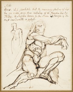 Studie av Ignudo i Det sixtinske kapell, Roma (recto); Parafrase av Ignudo som sitter øverst til høyre for profeten Jeremia i kapell, Roma (verso) av Johann Heinrich Füssli