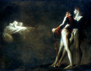De tre heksene dukker opp for Macbeth og Banquo, sent på 1700-tallet
