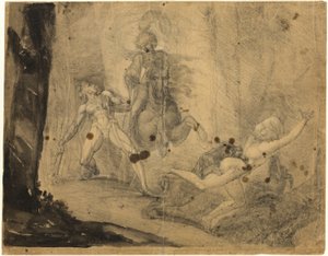 Theodore møter i skogen spekteret til sin forfader Guido Cavalcanti, jager med mastiffer sin tidligere foraktfulle elskerinne av Johann Heinrich Füssli